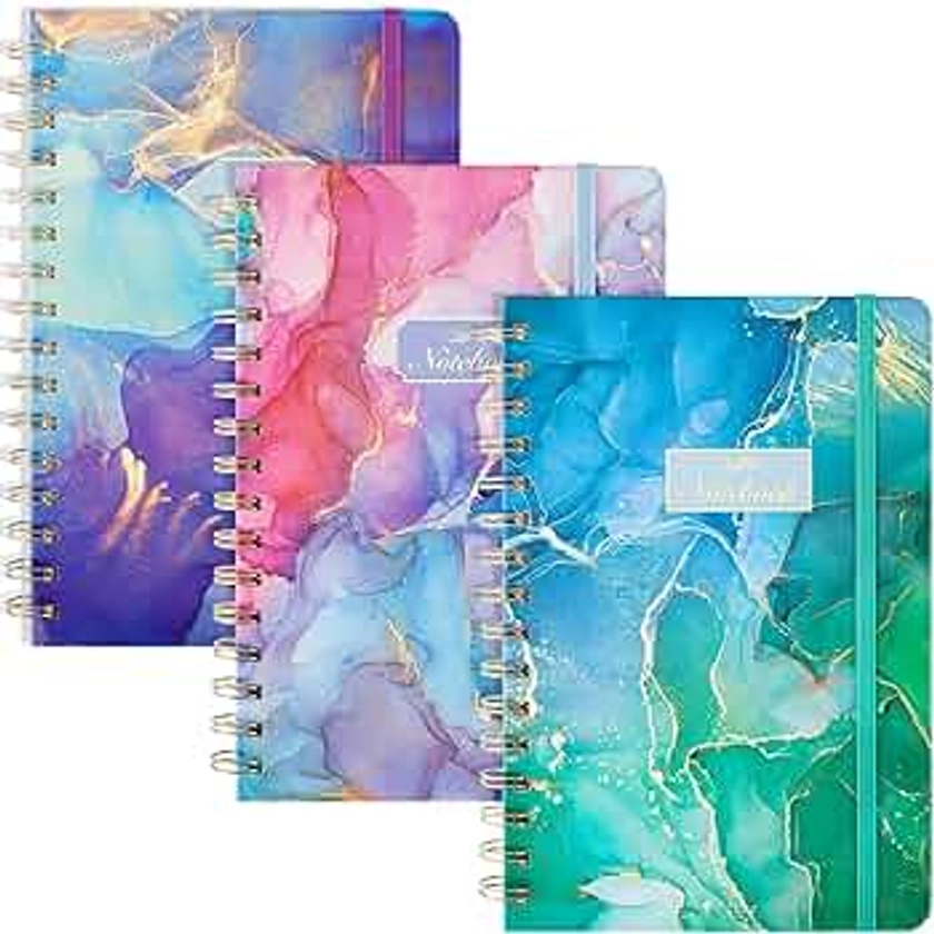 EOOUT 3 Pack A5 Spiral Notebook, Hardcover Spiral Journals for Women, 5.5 x 8.3 Inches, 100GSM Thick Paper, 80 Sheets College Ruled, for Note Taking School Office Home Supplies
