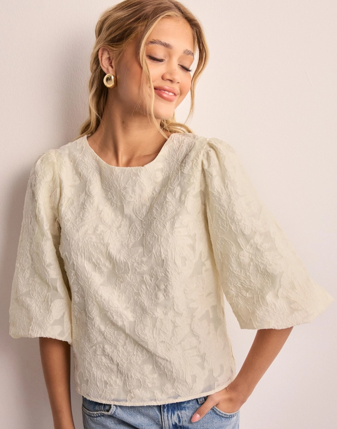 Buy Neo Noir Lorraine Brocade Blouse - Ivory | Nelly.com