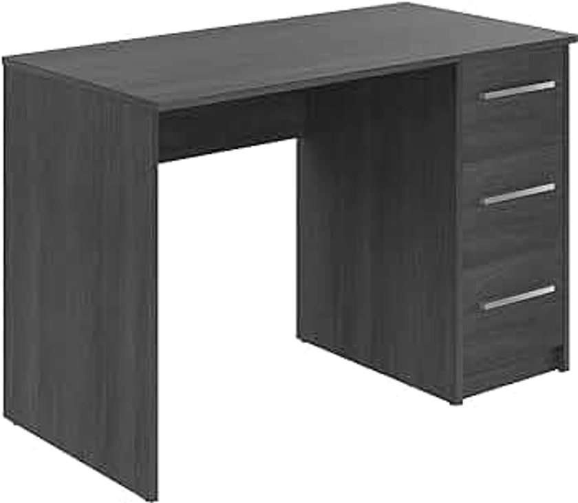 Amazon Brand - Bureau Movian à 3 tiroirs, bureau de bureau, bureau d'ordinateur, 56 x 110 x 74 cm, gris foncé