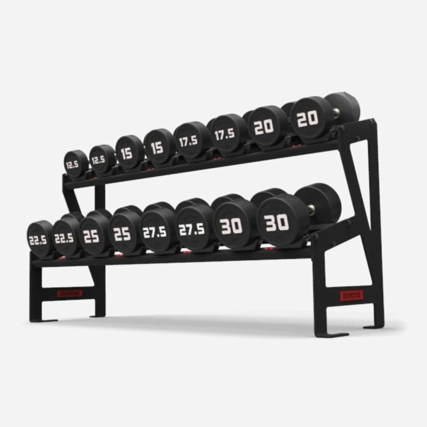 2x 12.5-30kg Premium Dumbbell w rack | Iron Edge