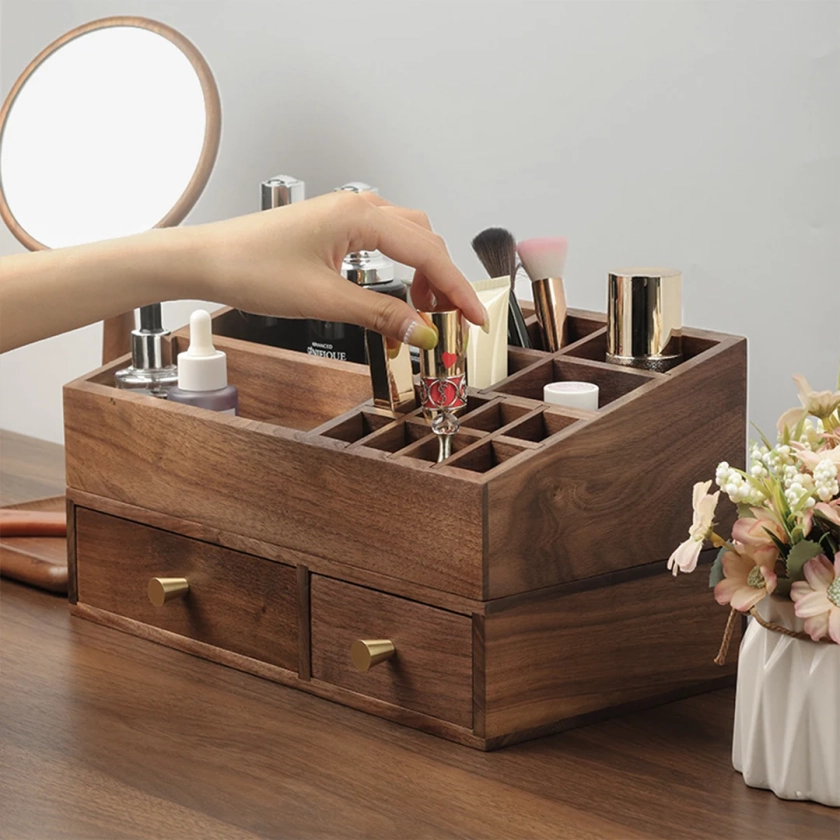 Jewelry Box With Drawer Walnut Wood2 Layer Large Solid - Etsy Australia