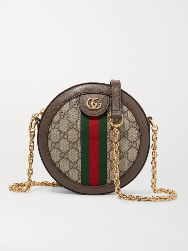 GUCCI Ophidia mini textured leather-trimmed printed coated-canvas shoulder bag | NET-A-PORTER