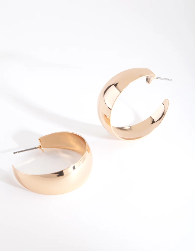 Gold Simple Wide Hoop Earrings