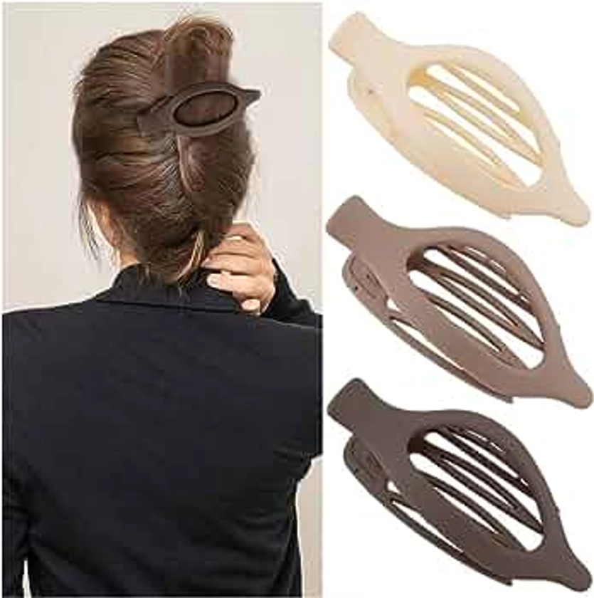 Flat Hair Claw Clips for Thick Hair Alligator Hair Clips 3Pcs Hair Claw Clips for Thin Hair Duck Billed Hair Clips Matte Hair Clips Large Hair Clips Neutral Claw Clips Hair Barrettes for Women