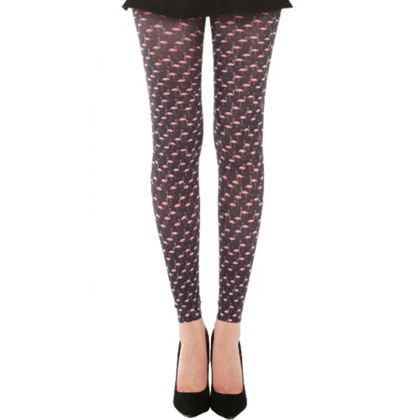 Flamingo pattern footless Tights from small sizes to plus size | Gift for her