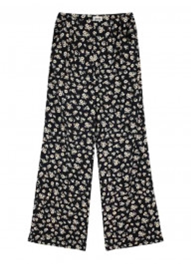 Romily Ditsy Floral Print Wide Leg Trousers - Black