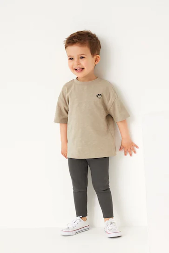 Neutral Oversized Short Sleeve T-Shirt and Leggings Set (3mths-7yrs)
