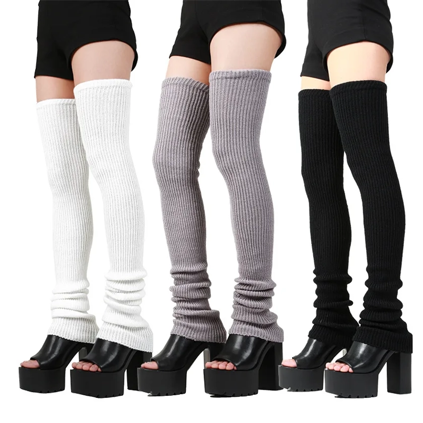 Medias hasta la rodilla de Lolita gótica de Anime para mujer, accesorios de disfraces de Cosplay, calentador de piernas de punto, calcetines sueltos de pila, manga de mucama, 90CM - AliExpress 200000532