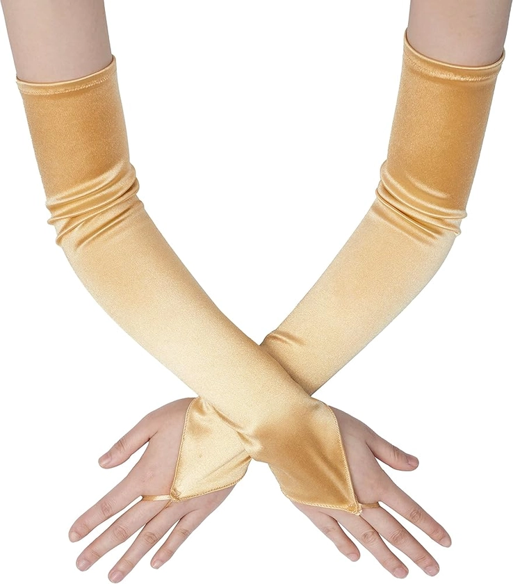 BABEYOND Long Opera Party 20s Satin Gloves Stretchy Adult Size Elbow Length