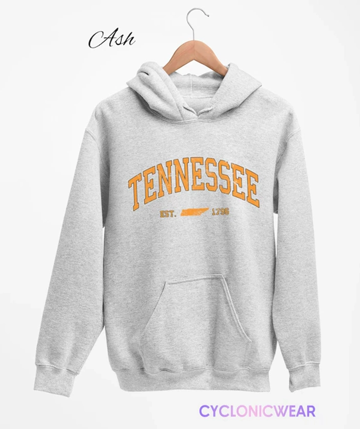 Vintage Tennessee Hoodie, College Sweatshirt, Tennessee Travel Gift, Tennessee Unisex Hoodie, University Student Gift, Trendy Sweater