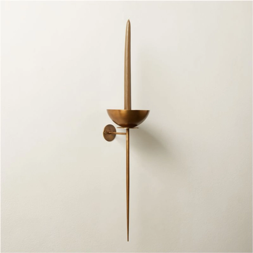 Vela Aged Brass Wall Sconce Candle Holder + Reviews | CB2