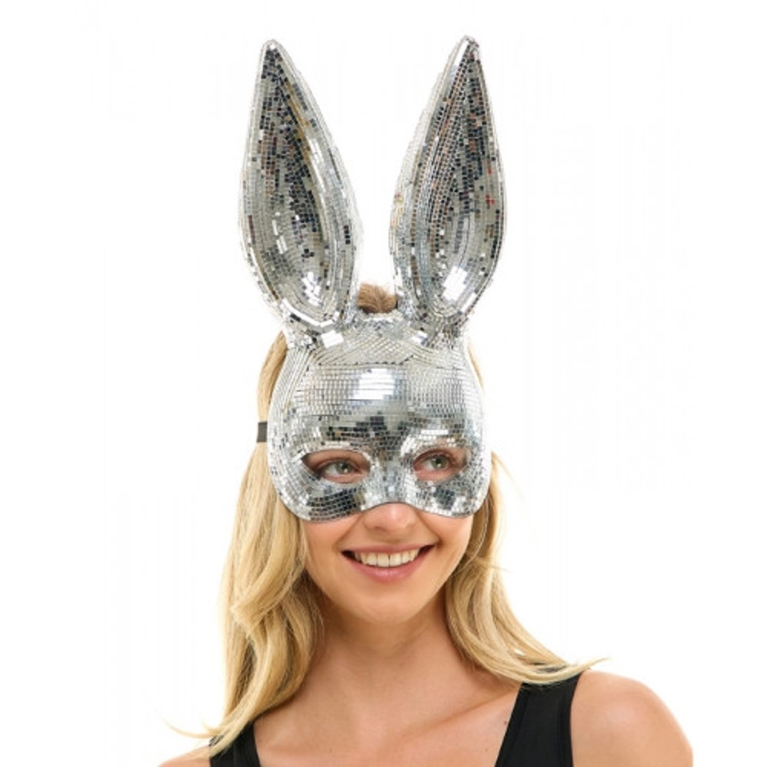 Sexy Bunny Masquerade Mask VIP Animal Mask Mirror Glass Silver 