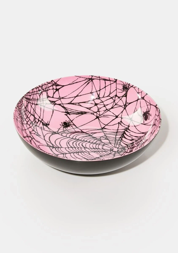 Dolls Home Spider Web Salad Bowl - Pink/Black