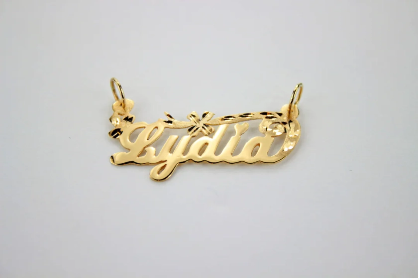 14K Solid Yellow Gold Personalized Custom Handmade Name Pendant Charm