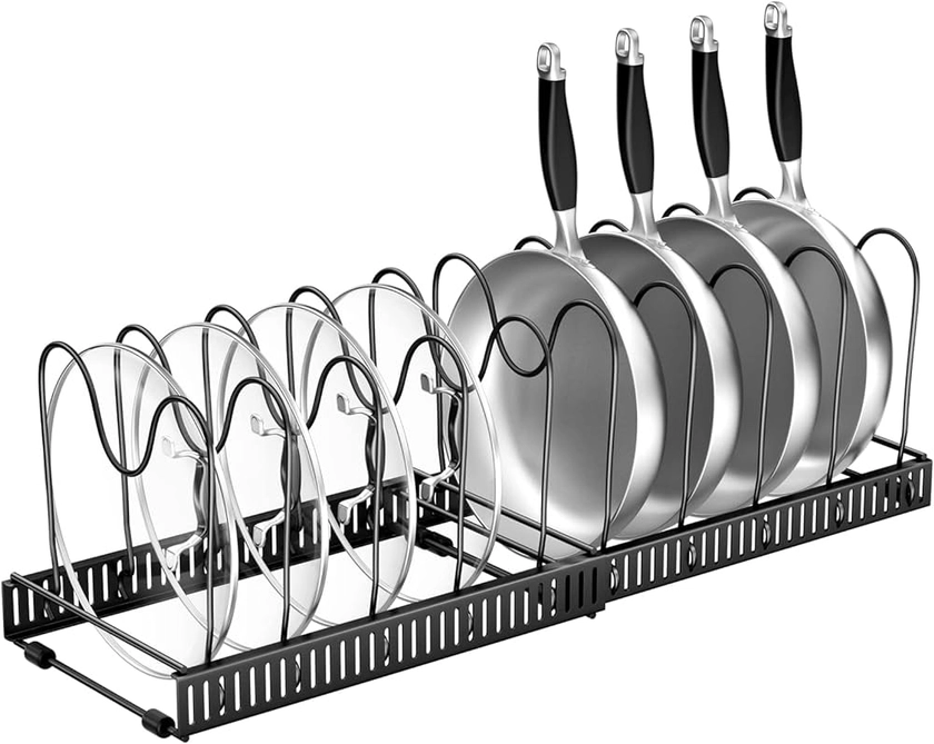 Fousenuk rangement/Porte-casseroles Support Extensible, Organiseur/rang de Poêle avec 10 Compartiments Réglables, de Cuisine pour Tiroir (Noir) : Amazon.fr: Cuisine et Maison