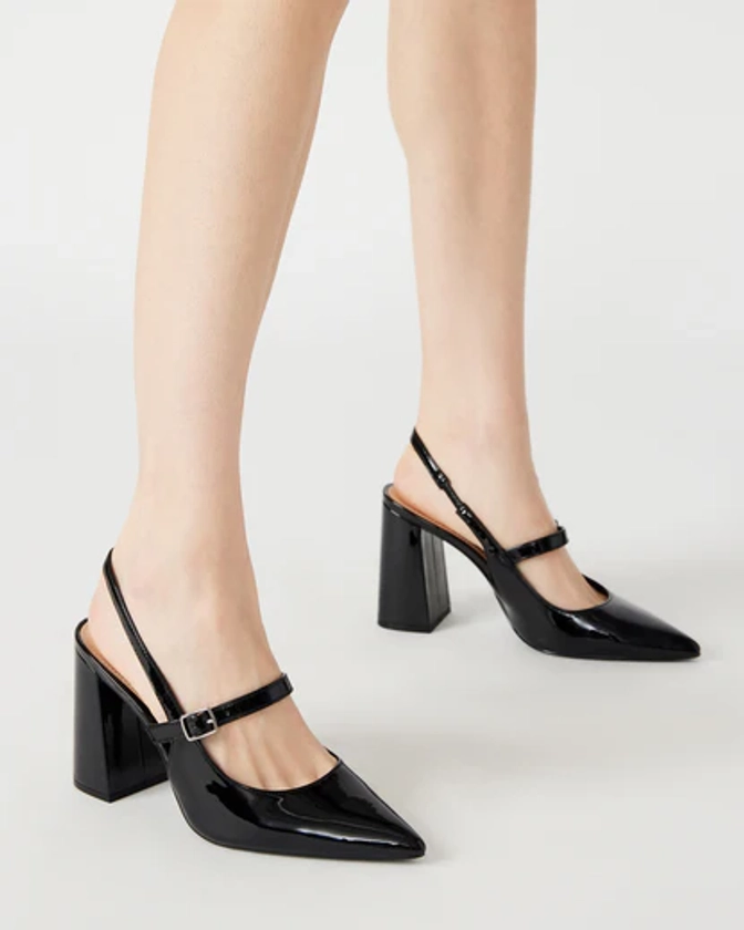 MAEGAN Black Patent Slingback Heel | Women's Heels