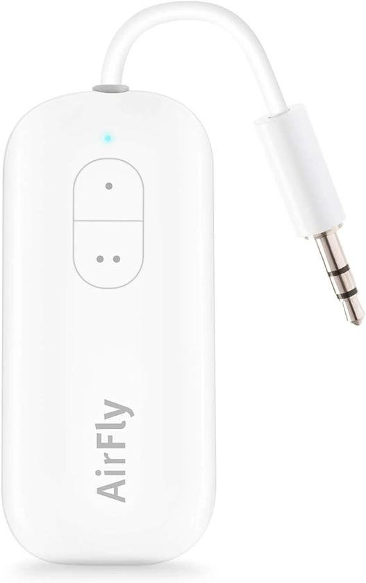 Amazon.com: Twelve South AirFly Duo | Bluetooth Wireless Transmitter with Audio Sharing for up to 2 AirPods / Headphones, Use with any 3.5 mm Jack on Airplanes, Gym Equipment and iPad/Tablets, White, 1” by 4" : Electronics