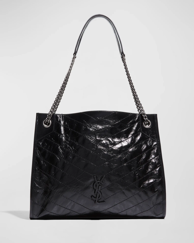 SAINT LAURENT Niki YSL Monogram Leather Shopping Tote Bag