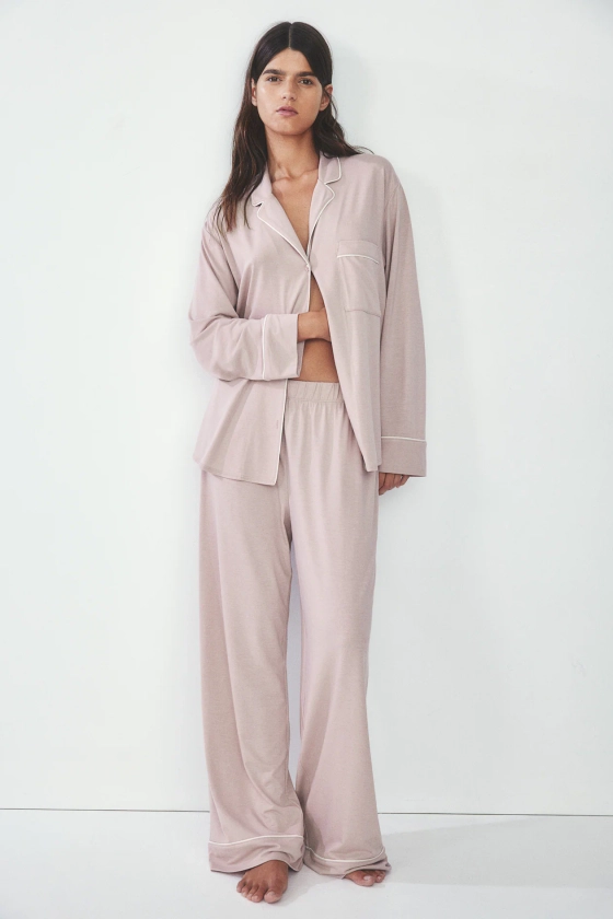 Ensemble de pyjama - Manches longues - Longue - Rose ancien - FEMME | H&M FR