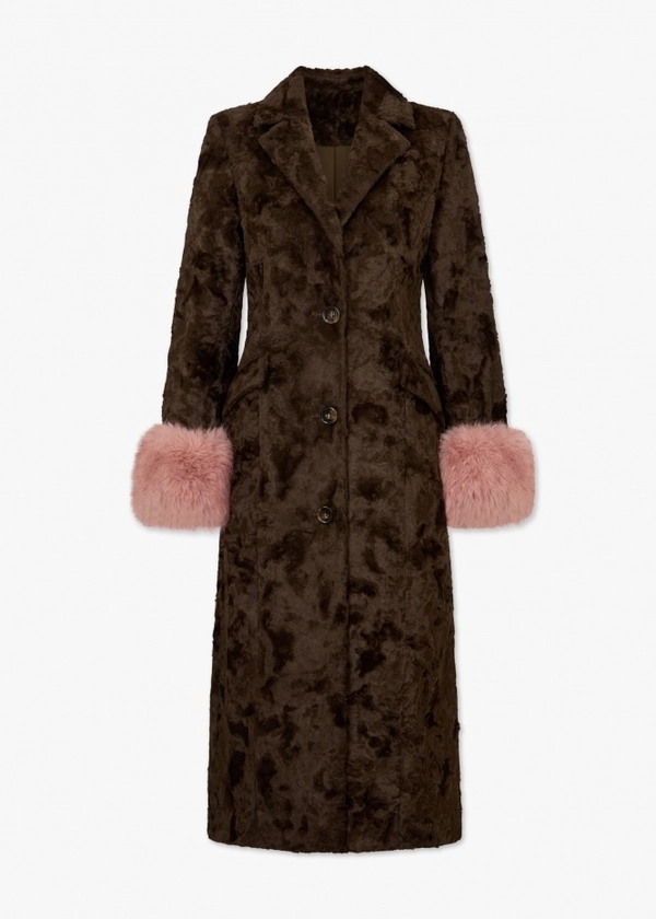 Lexy Chocolate Brown Pink Longline Coat