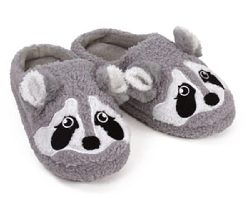 Gray Raccoon Slippers