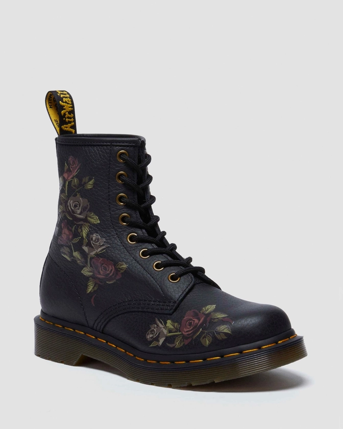 1460 Decayed Roses Leather Boots in Black | Dr. Martens