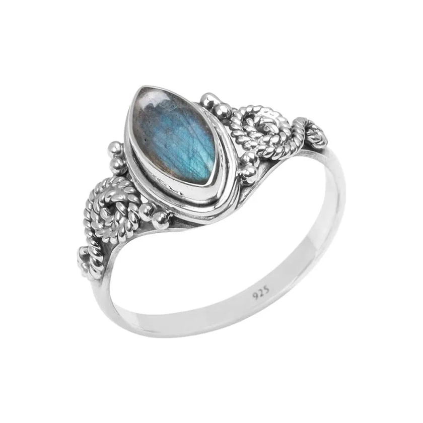 Labradorite Stone Ring, 925 Sterling Silver Ring Statement Ring For Women - Girls, 5X10mm Natural Marquise Shape Gemstone Ring, Christmas Gifts, Gemstone Ring Size US 10 Handmade Ring