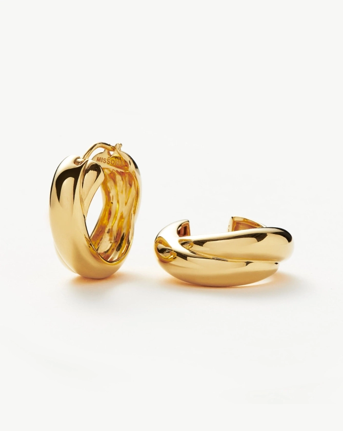 Lucy Williams Chunky Medium Entwine Hoop Earrings | 18ct Gold Plated