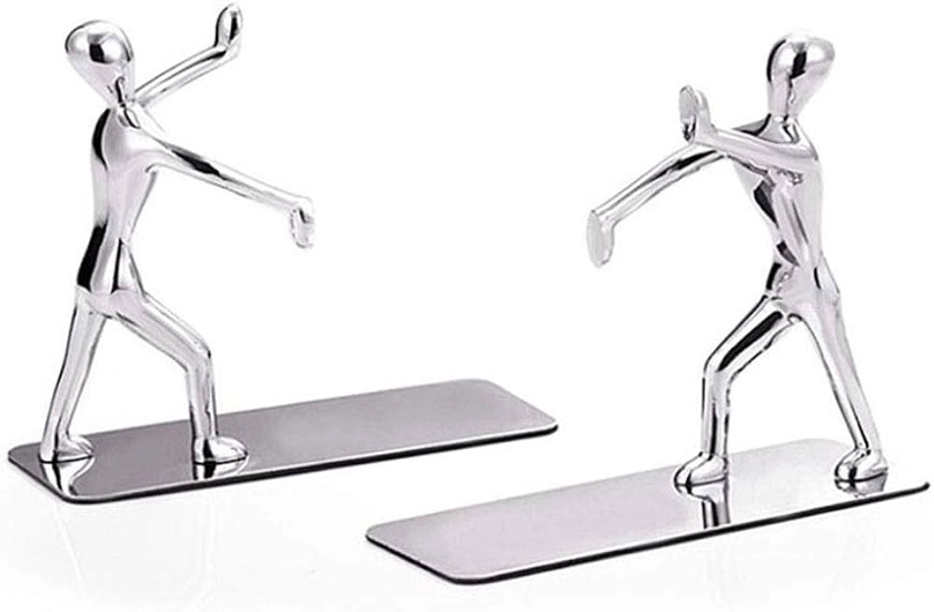 Mengshen Bookend Book Holder Desk Organizer Book Stopper Book Support Zinc Alloy Stainless Steel Humanoid Office Art Decoration, Heavy Duty Bookends for Shelves, Office, School and Home, NC10 : Amazon.ae: Office Products