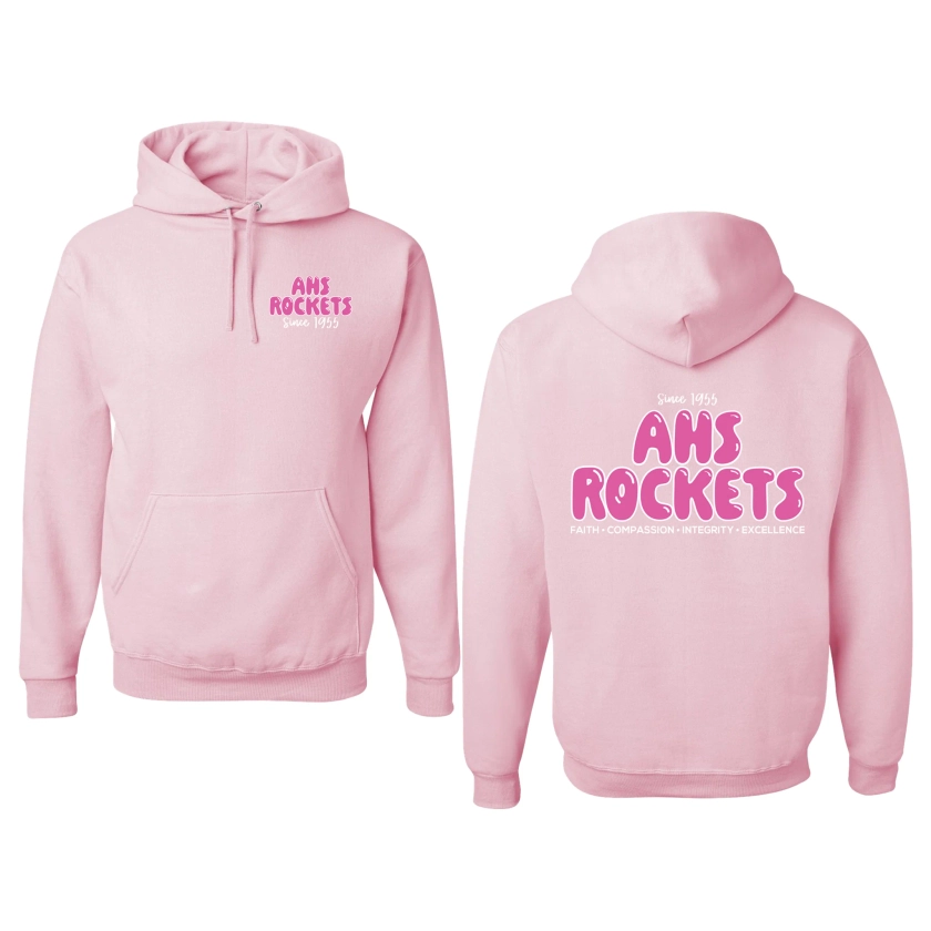 Sweatshirt - Hoodie - Light Pink - Puff Paint - AHS Rockets