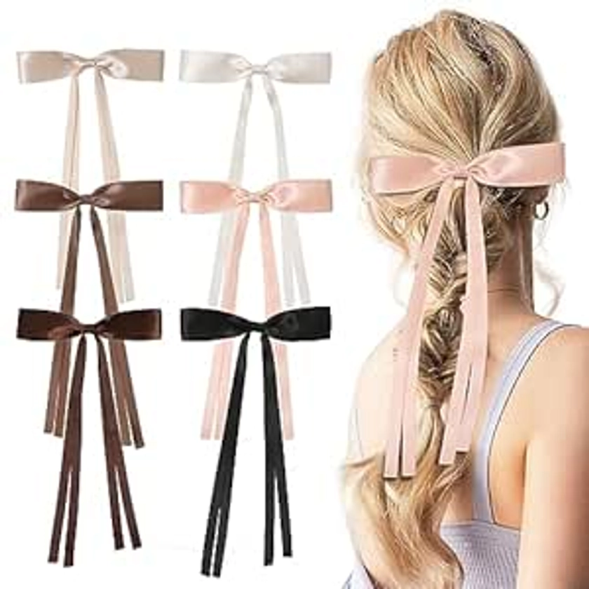 Amazon.com : Hair Accessories Set: 6PCS Cute Bow Clips, Ribbons, and Barrettes for Women and Girls - Soft Bows for Thick or Thin Hair, with Long Tails : Beauty & Personal Care