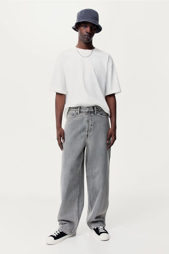 Baggy Jeans - Regular waist - Long - Denim gray - Men | H&M US