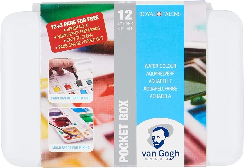 Aquarela em Pastilha Van Gogh Pocket Box Estojo com 12 Cores + 3 Ref.20808632 Talens | Amazon.com.br