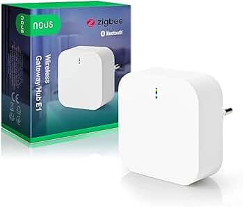 NOUS Passerelle ZigBee prise E1, jusqu'à 128 appareils Tuya, Smart Life, Homekit. En Charge Bluetooth et ZigBee 3.0 Prises, interrupteur, Relais, Volet Roulant, Ampoule et Rubans Led. Wi-Fi 2,4 GHz
