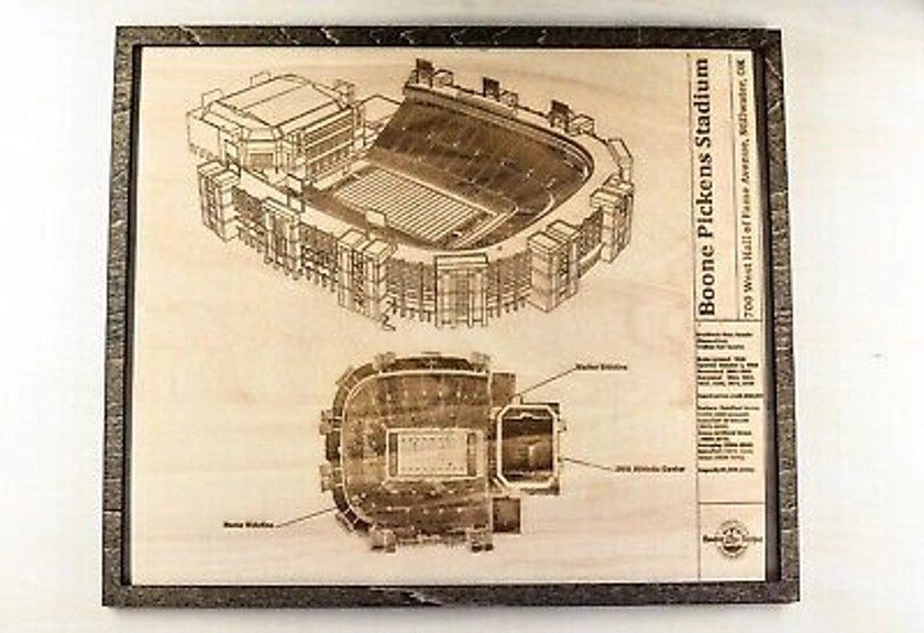 Boone Pickens Stadium Blueprint Wood Engraved Plaque | eBay