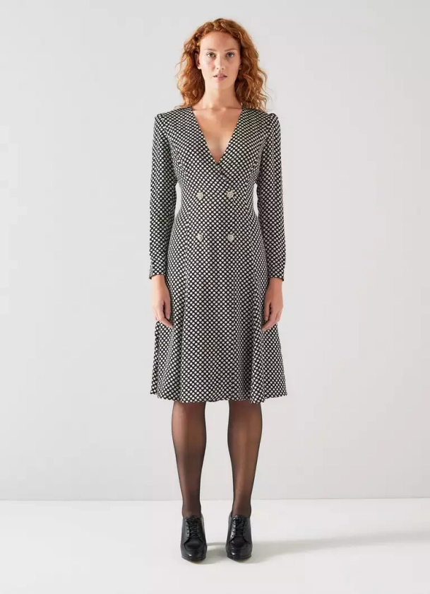 Edel Black and Cream Graphic Spot Dress