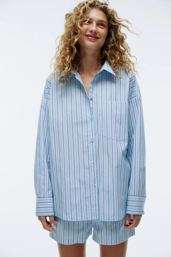Cotton Shirt - Light blue/striped - Ladies | H&M CA