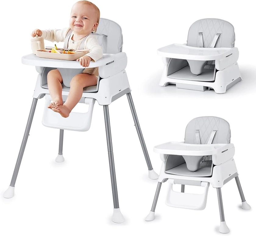 Bellababy Chaise Haute Bébé 3 en 1, Chaise Haute Réglable et Convertible pour Bébés et Tout-petits, Compacte/Légère/Portable/Facile à Nettoyer