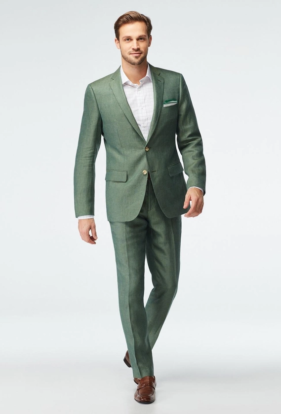 Custom Suits Made For You - Sailsbury Linen Green Suit | INDOCHINO
