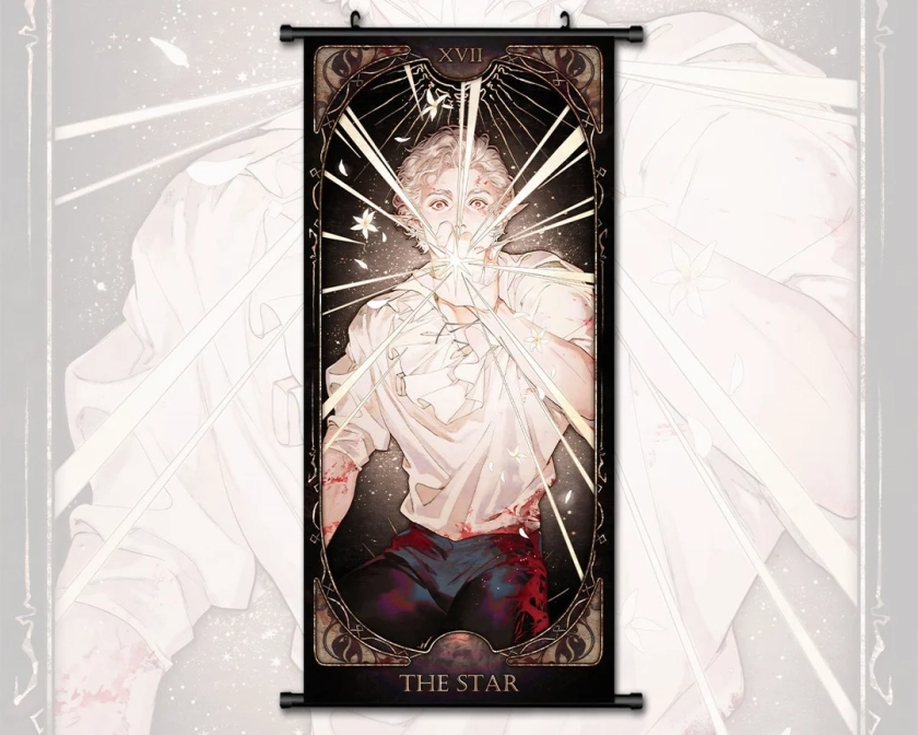 Anime Scroll Painting Baldur's Gate 3 Astarion Wall Art Hanging Tarot Poster Home Decor