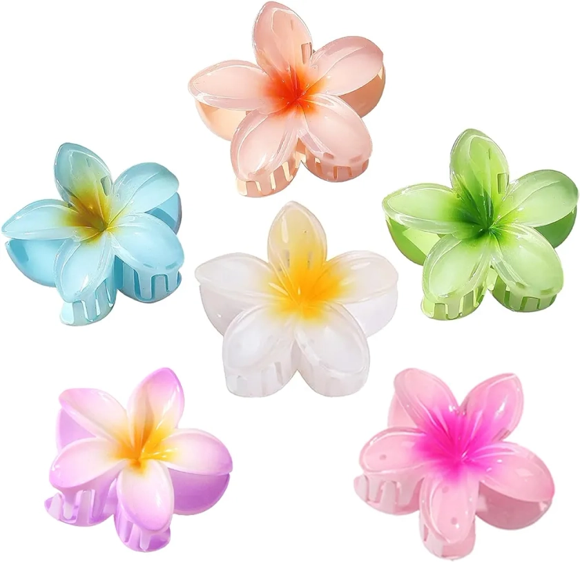 Hair Claw Clips for Women, 6 PCS Matte Flower Claw Clips for Thick Hair Thin - Nonslip Large Cute Hair Claw Clips Hair Accessories for Women Girls Gifts