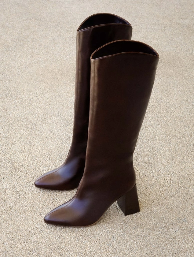 Indie Antilope - Bottes à talons hauts en cuir suédé daim taupe