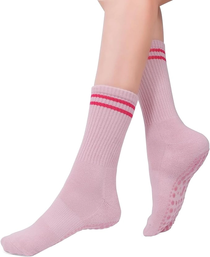 Amazon.com: JUCHYDii Yoga Socks with Grips for Women, Non Slip Grip Socks for Pilates, Barre, Dance, Ballet, Workouts (Grey/Pink-X2P) : Roupas, Calçados e Joias