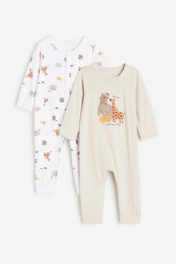 2-pack patterned cotton pyjamas - Beige/Giraffe - Kids | H&M GB