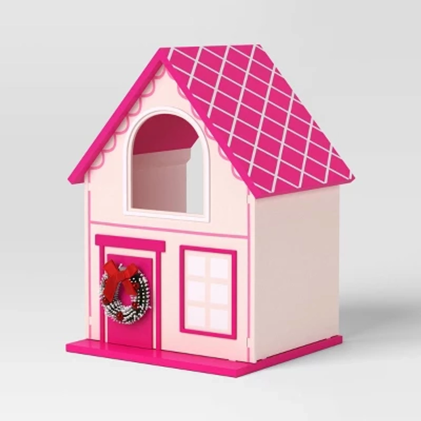 Featherly Friends™ Wood House Christmas Figurine - Wondershop™ Pink