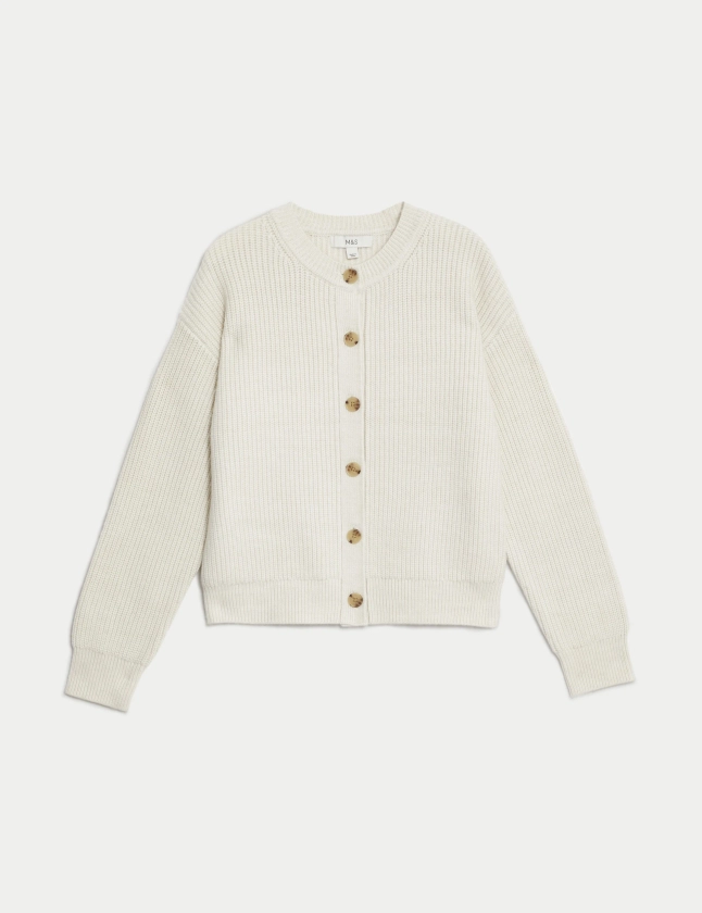 Ribbed Button Front Cardigan | M&S Collection | M&S