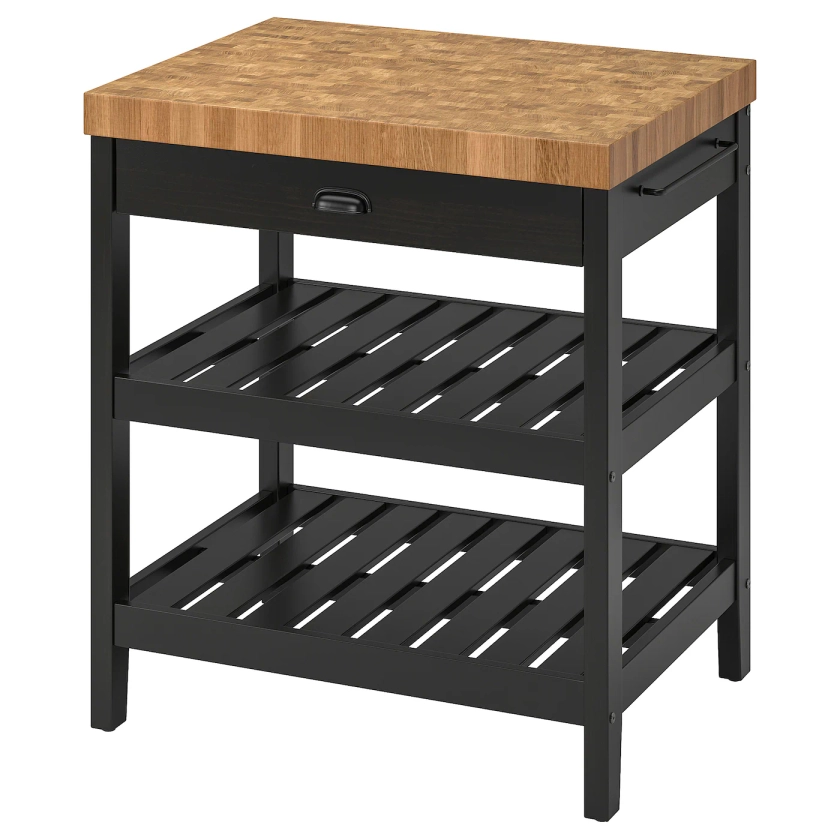 VADHOLMA Kitchen island, black, oak, Width: 31 1/8" - IKEA