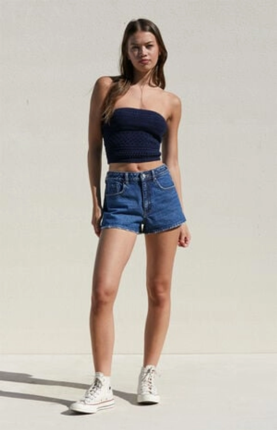 PacSun Dark Indigo Denim Mom Shorts | PacSun