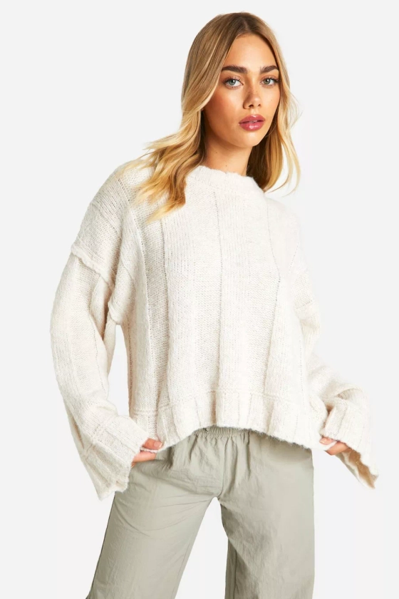 Soft Knit Wide Rib Exposed Seam Jumper