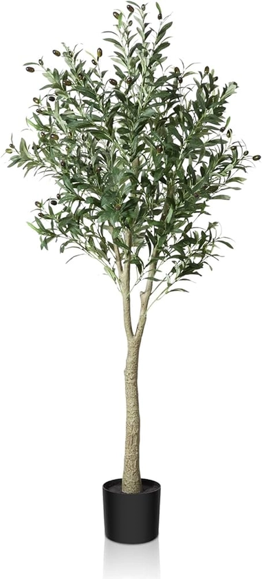 CROSOFMI Artificial Olive Tree 150cm Big tall Fake Plants, Artificial Olive Silk Plants Indoors in Pots, Faux Tropical large artificial plant suitable for Home Office Living Room outdoors Decor